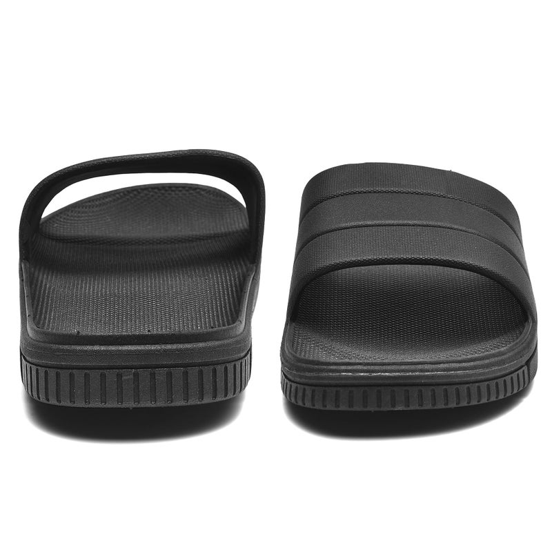 clootess Shower Slide Shoes for Men and Women Home Sandal Bath Slipper Indoor House Pool College Dorm Non-Slip Black 42.43 - Image 2